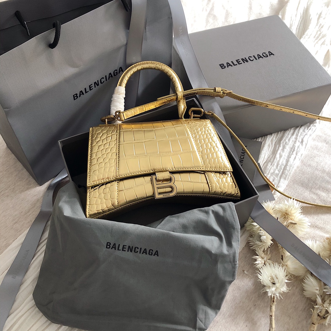 Copybalenciagahourglassstophandlebagingoldshinycrocodileembossedcalfskinjpg 11 replica designer bags online store